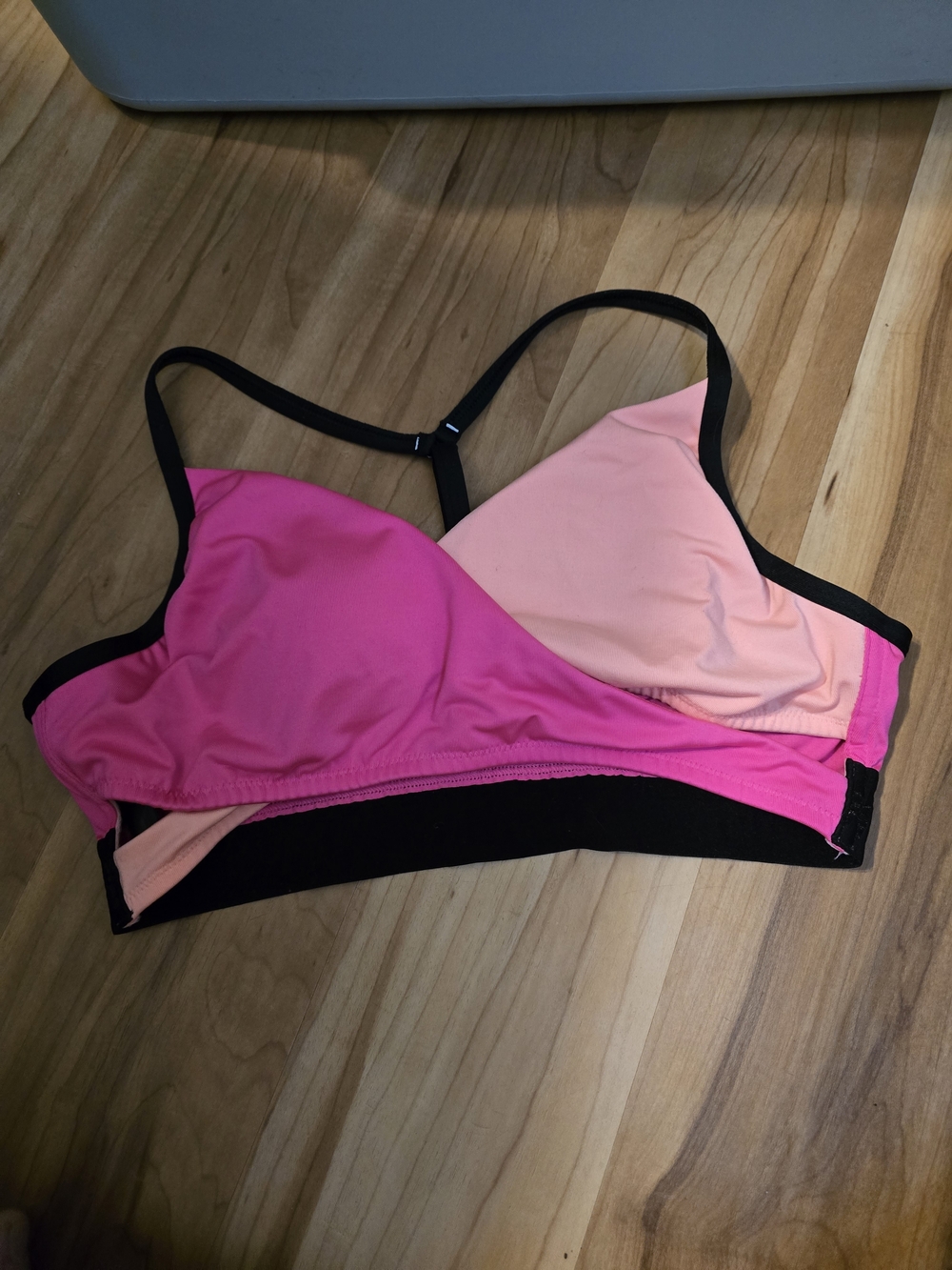 PINK Victoria's Secret Two-Tone Pink & Peach Bralette with Black Trim